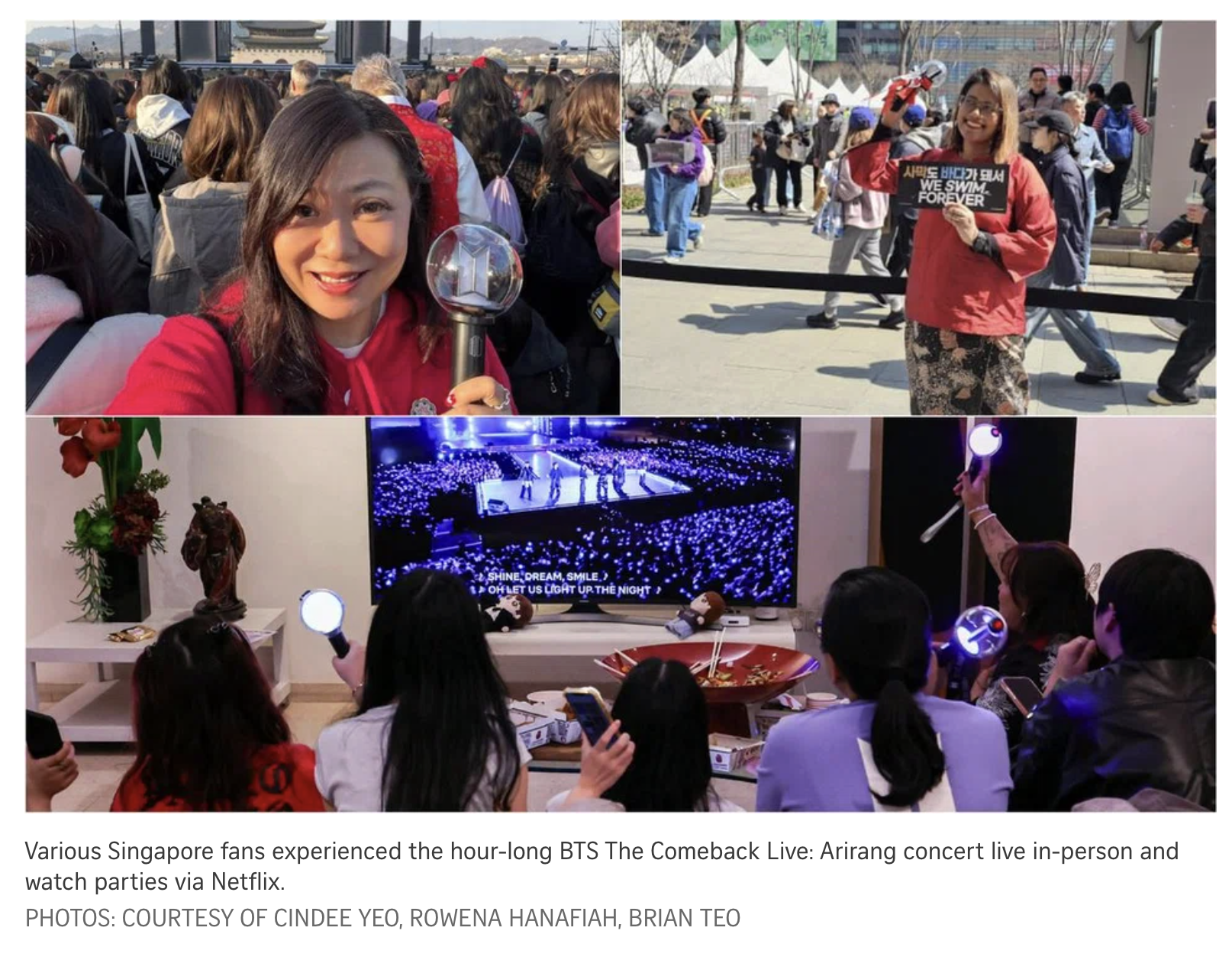 싱가포르에서 '방탄소년단(BTS)' 컴백을 기뻐하는 팬들의 모습